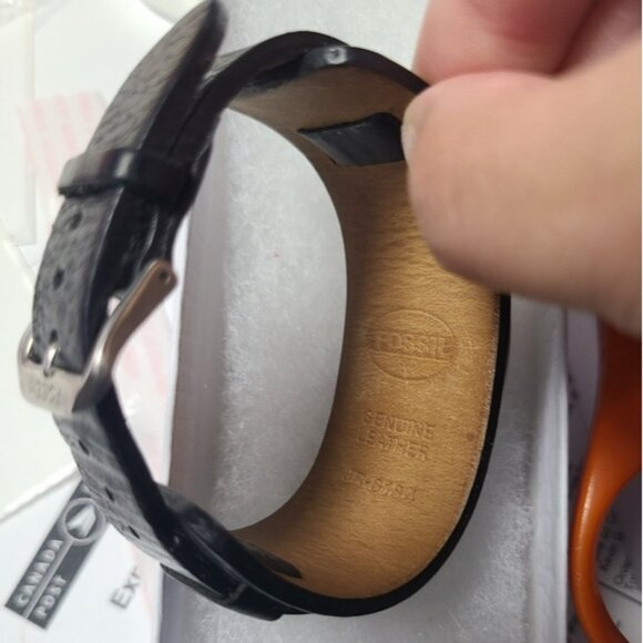 Fossil Watch Unisex JR8184 Genuine Leather Black Silver Steel Interchangeable - Picture 5 of 7